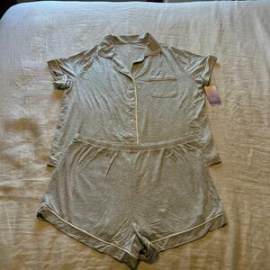 Women's Stars Above Light Grey Short Sleeve Shorts Set | XL
